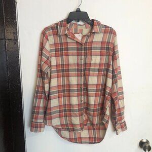So Cozy LS Button down Flannel Red & Black, Size Medium